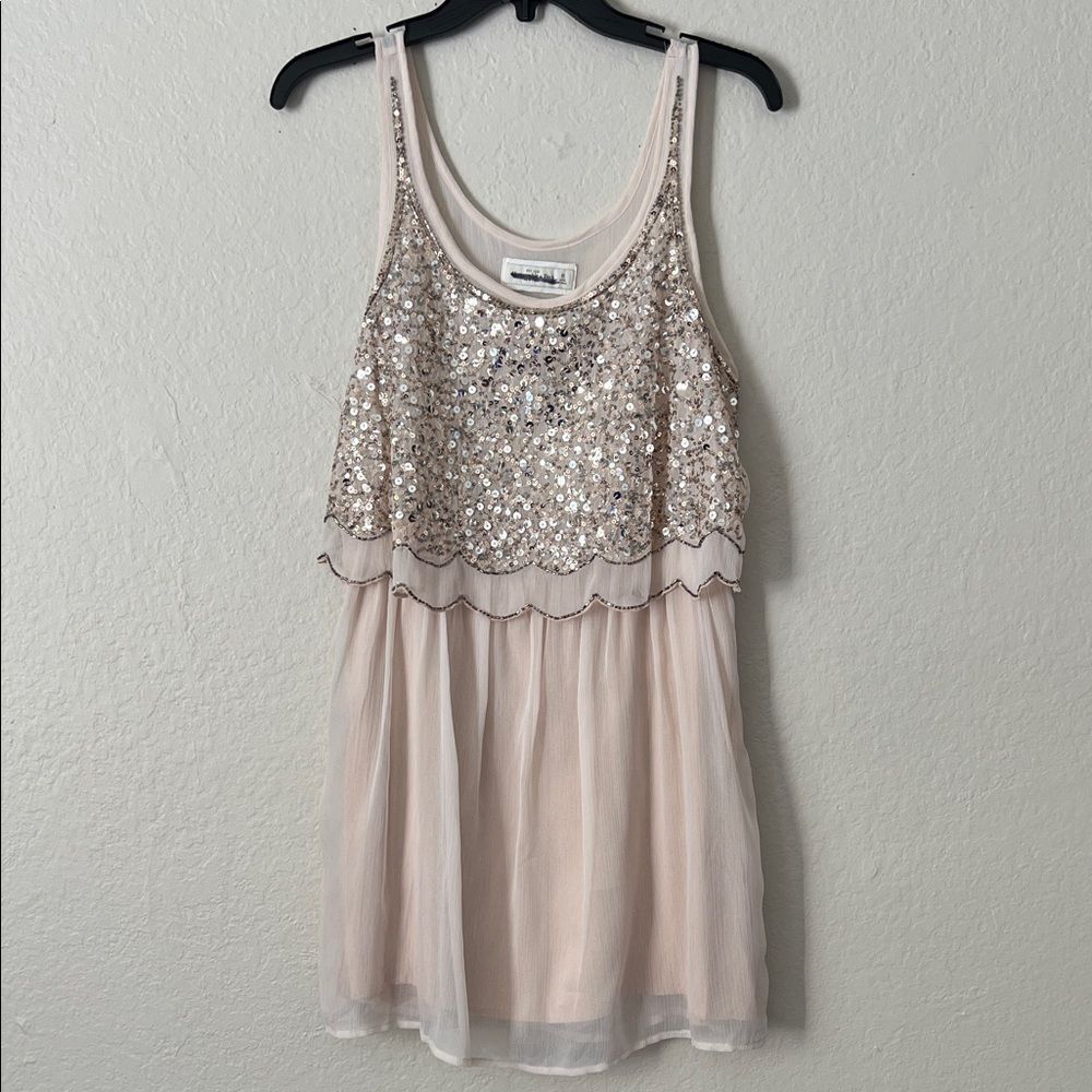 Like New! Abercrombie & Fitch Sparkly Sequin Embellished Tank Dress Blush Pink M